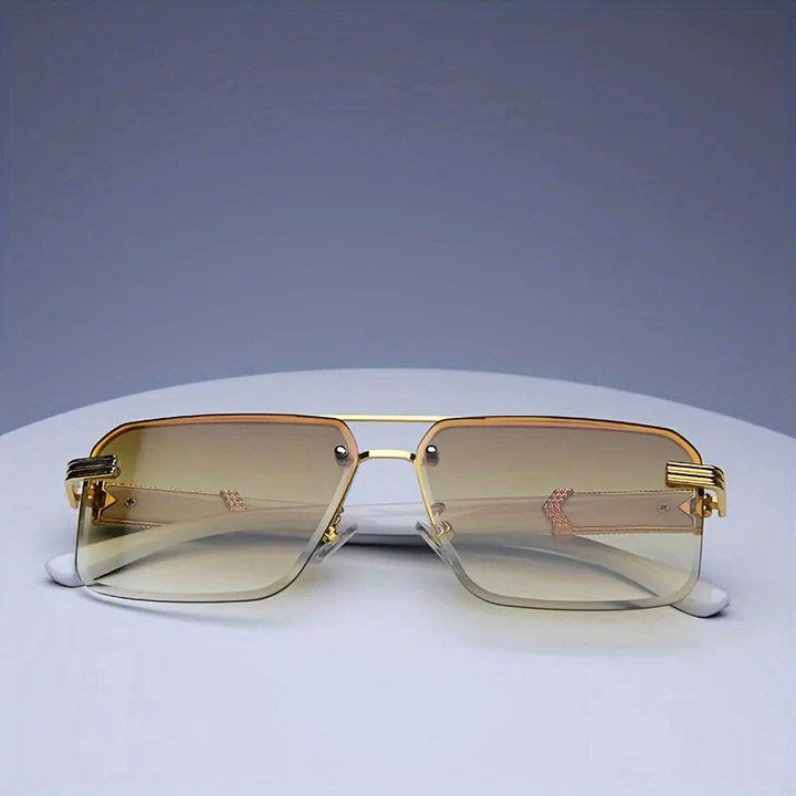 Men's Rimless Marble Temple Geometric Sunglasses