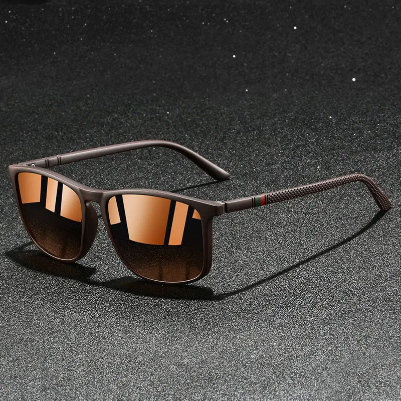 Men's Geometric Frame Reflective Lens Sunglasses
