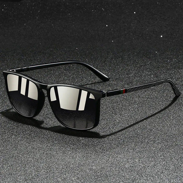 Men's Geometric Frame Reflective Lens Sunglasses