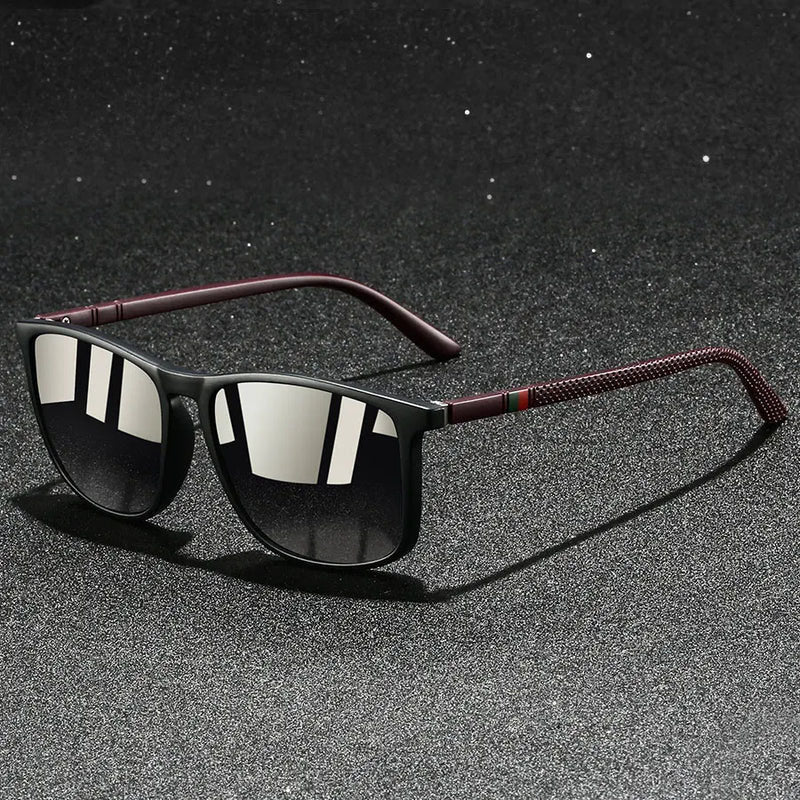 Men's Geometric Frame Reflective Lens Sunglasses
