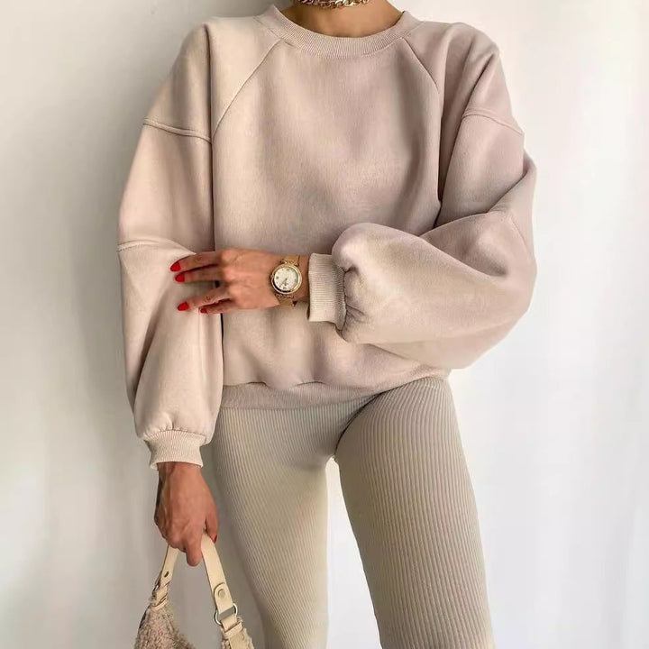 Women's Oversized Crewneck Sweatshirt with Puffed Sleeves