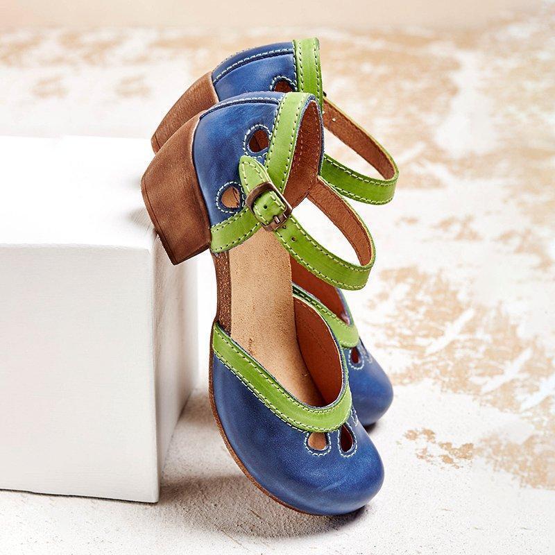 Jenna | Women's Open Mid-Block Heel Sandals with Toe Cutout