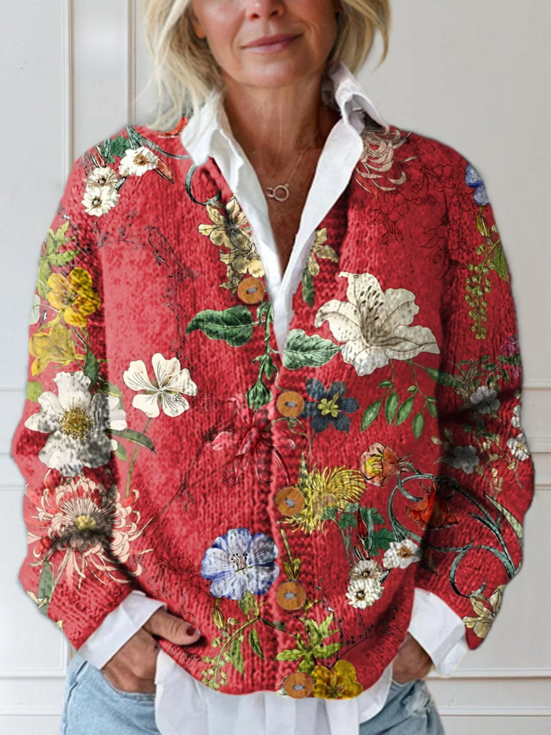 Women's Elegant Cozy Quilted Floral Cardigan