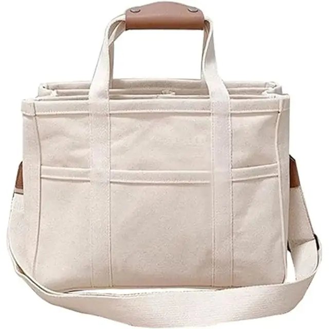 Women's Spacious Multi-Pocket Canvas Tote Bag