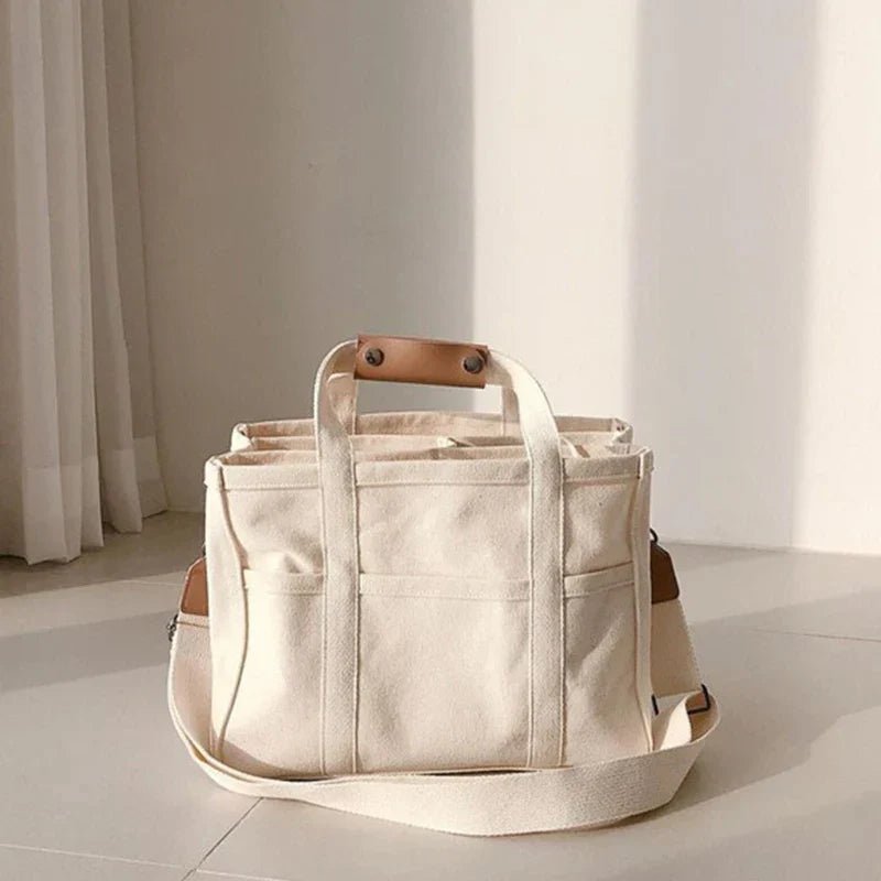 Women's Spacious Multi-Pocket Canvas Tote Bag