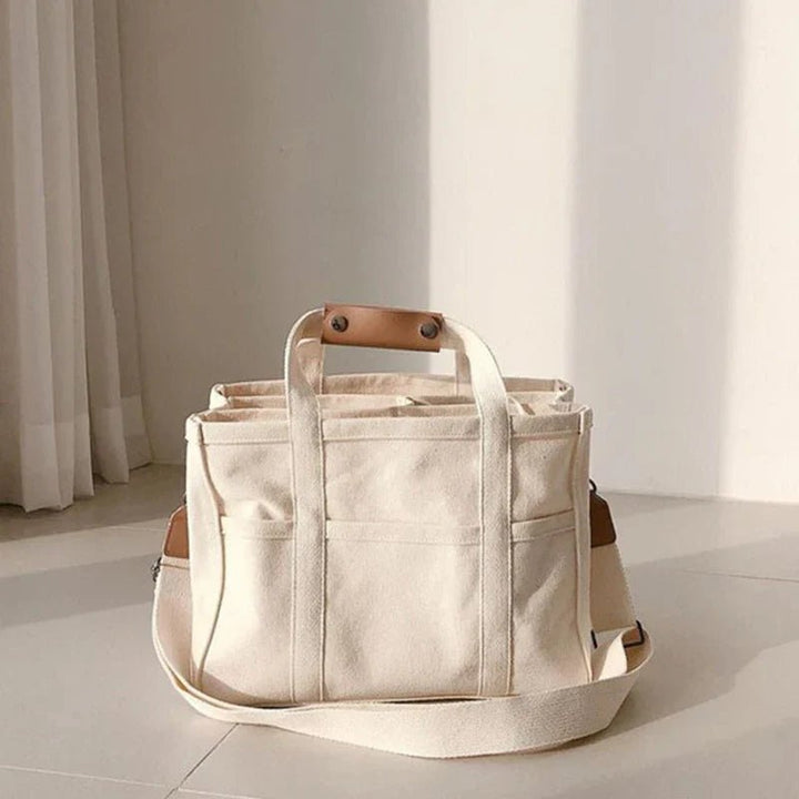 Women's Spacious Multi-Pocket Canvas Tote Bag