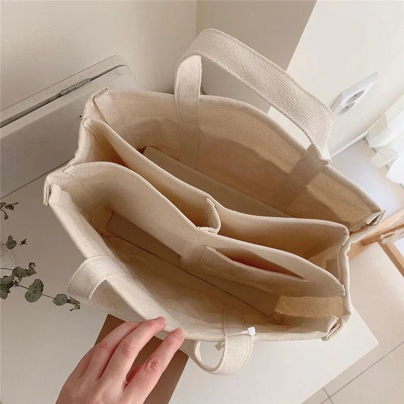Women's Spacious Multi-Pocket Canvas Tote Bag