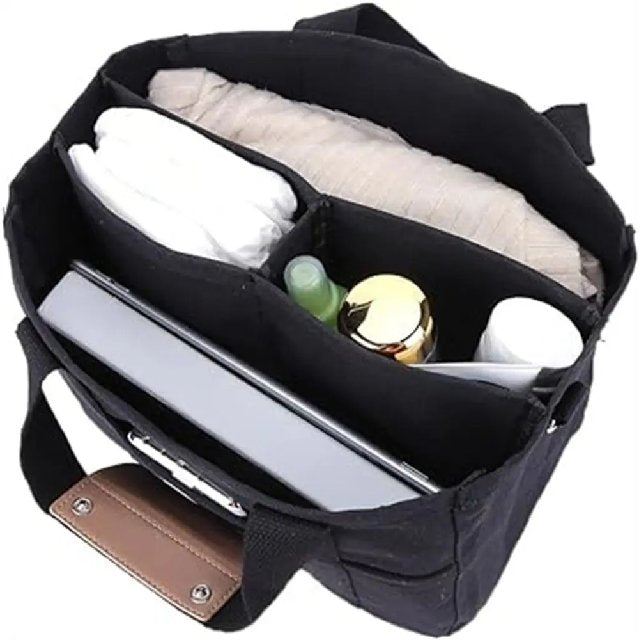 Women's Spacious Multi-Pocket Canvas Tote Bag