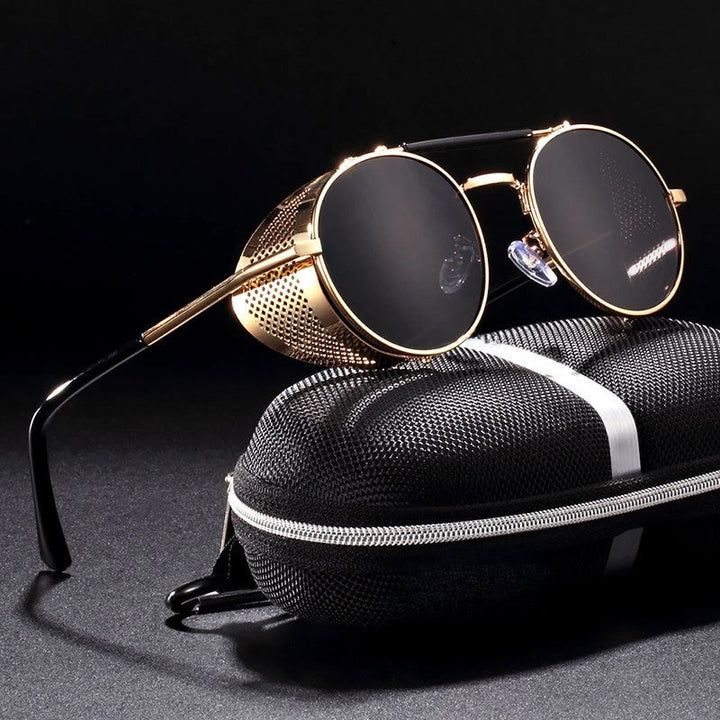 Men's Round Retro Side Shield Sunglasses