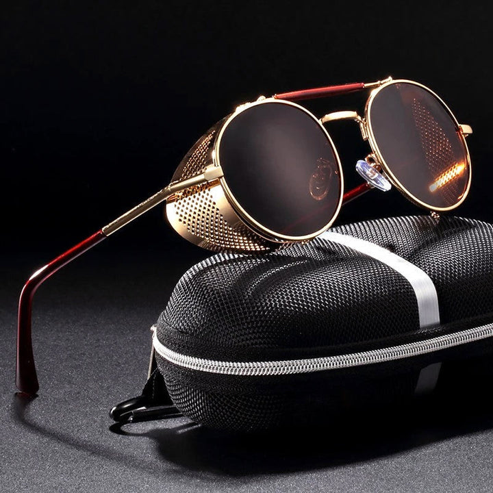 Men's Round Retro Side Shield Sunglasses