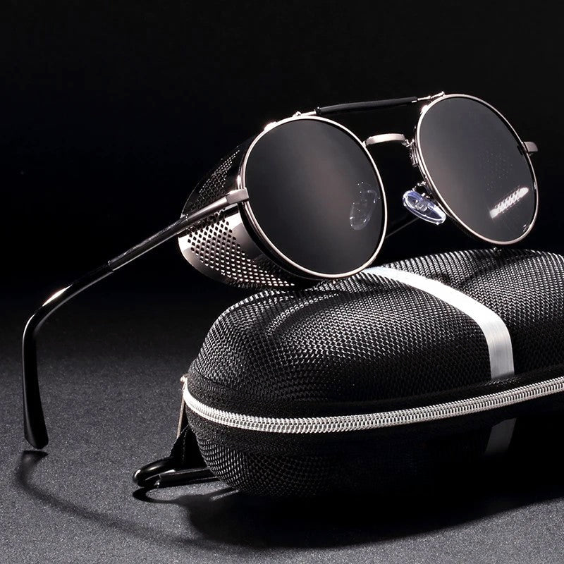 Men's Round Retro Side Shield Sunglasses