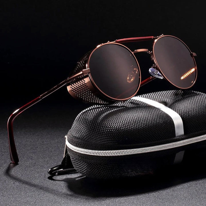 Men's Round Retro Side Shield Sunglasses