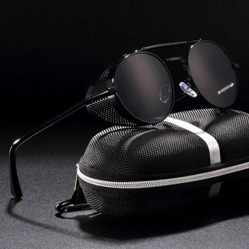 Men's Round Retro Side Shield Sunglasses