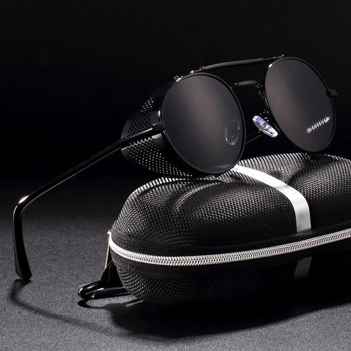 Men's Round Retro Side Shield Sunglasses