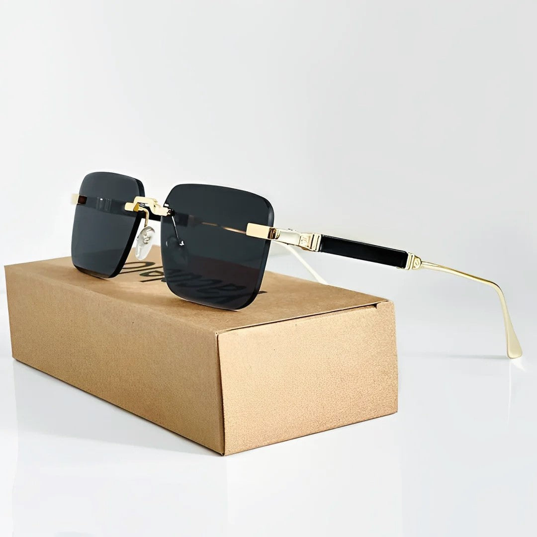 Women's Rimless Square Gradient Metal Sunglasses