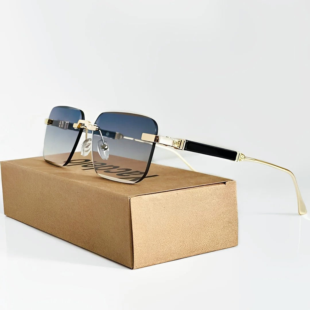 Women's Rimless Square Gradient Metal Sunglasses