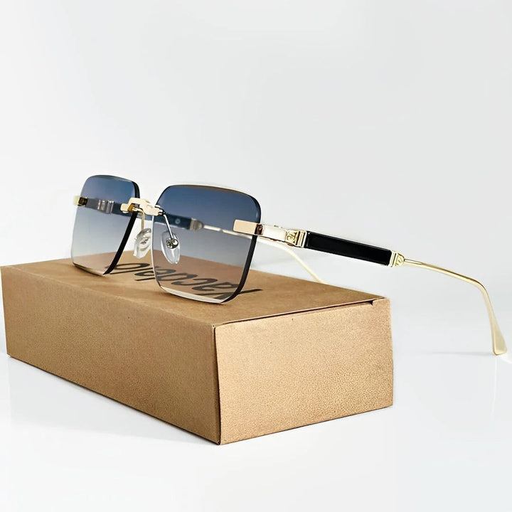Women's Rimless Square Gradient Metal Sunglasses