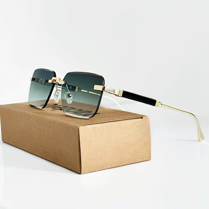 Women's Rimless Square Gradient Metal Sunglasses