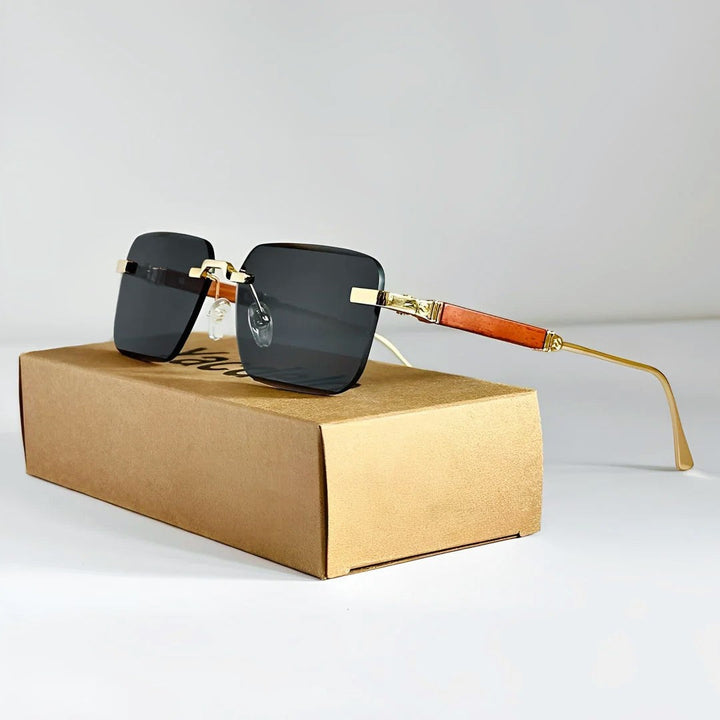 Women's Rimless Square Gradient Metal Sunglasses