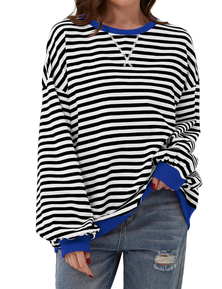 Holly | Women's Oversized Striped Crewneck Sweatshirt