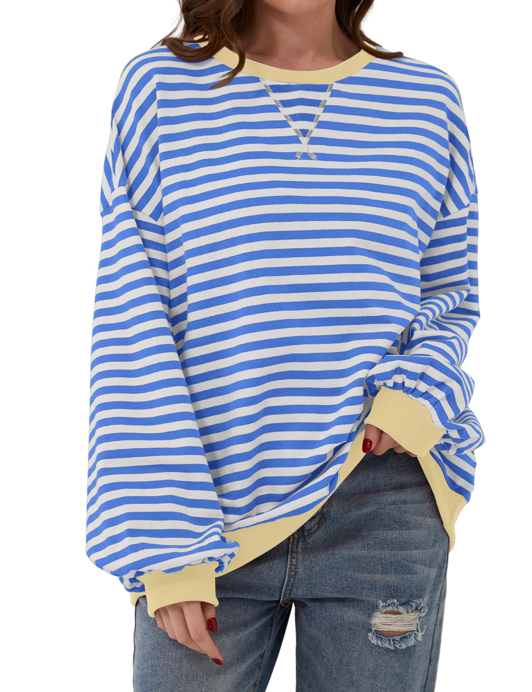 Holly | Women's Oversized Striped Crewneck Sweatshirt