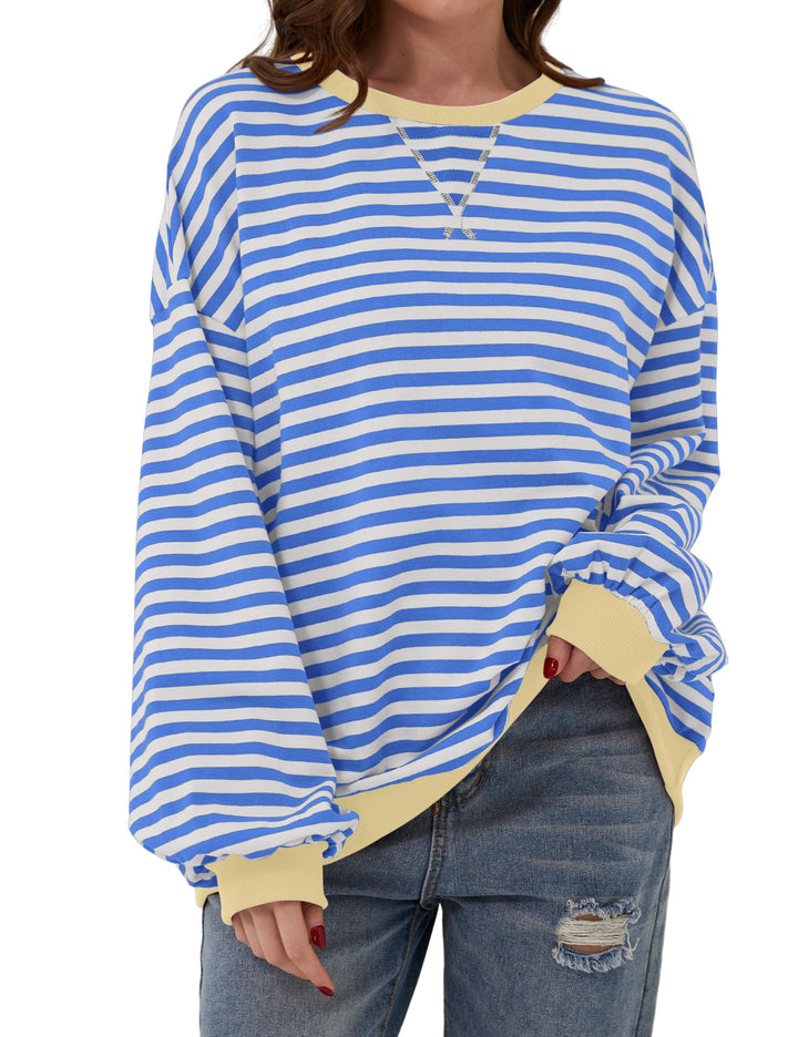 Holly | Women's Oversized Striped Crewneck Sweatshirt