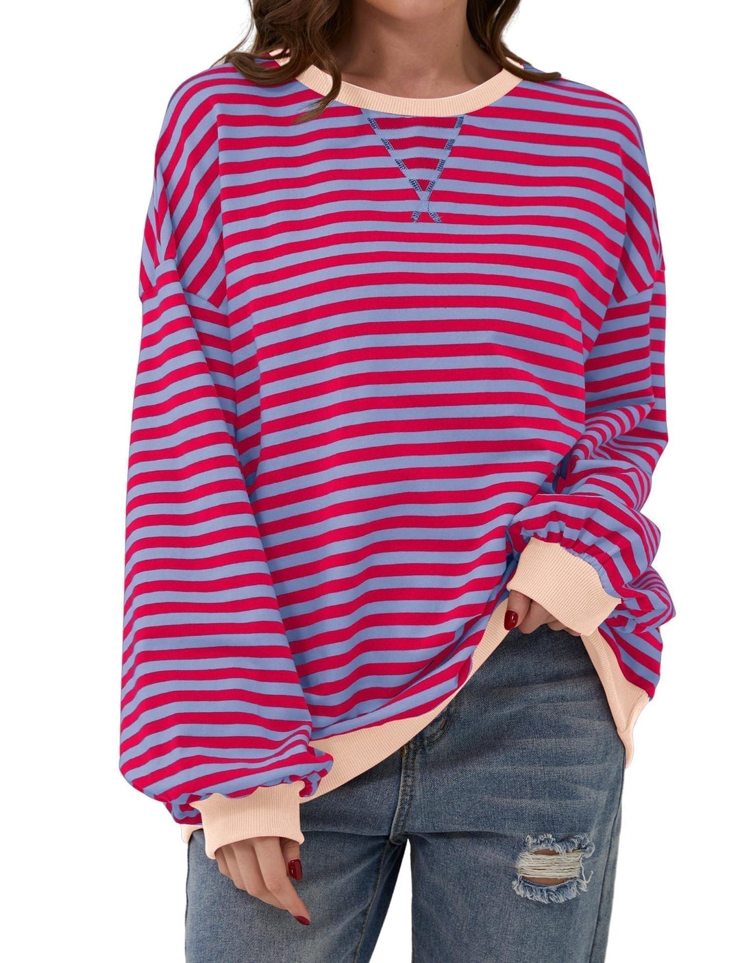 Holly | Women's Oversized Striped Crewneck Sweatshirt