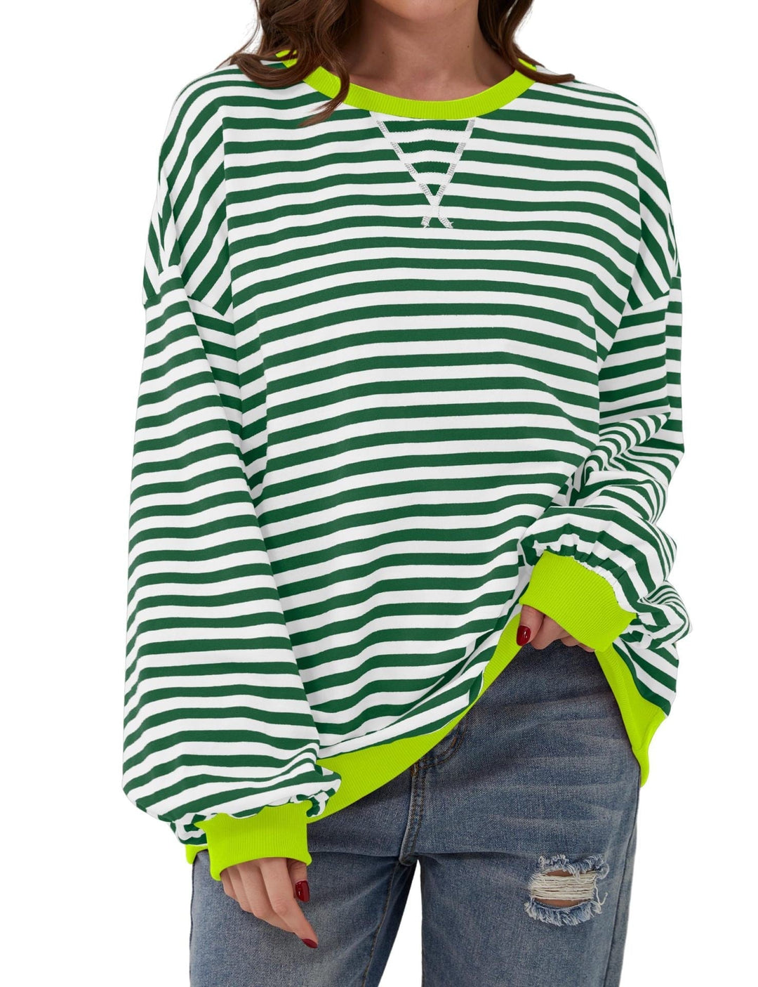 Holly | Women's Oversized Striped Crewneck Sweatshirt