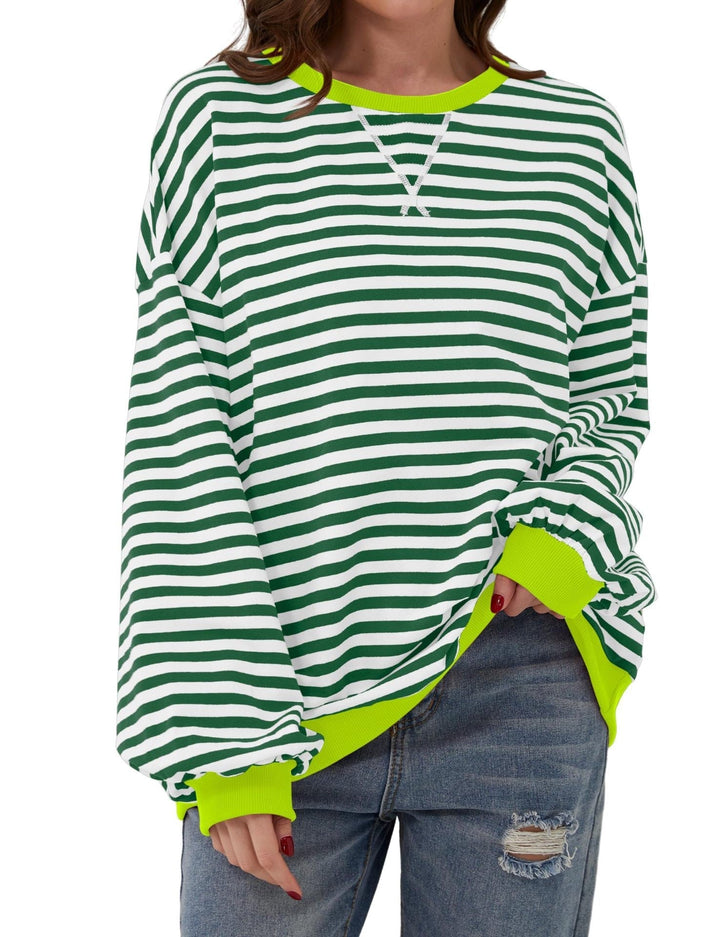 Holly | Women's Oversized Striped Crewneck Sweatshirt