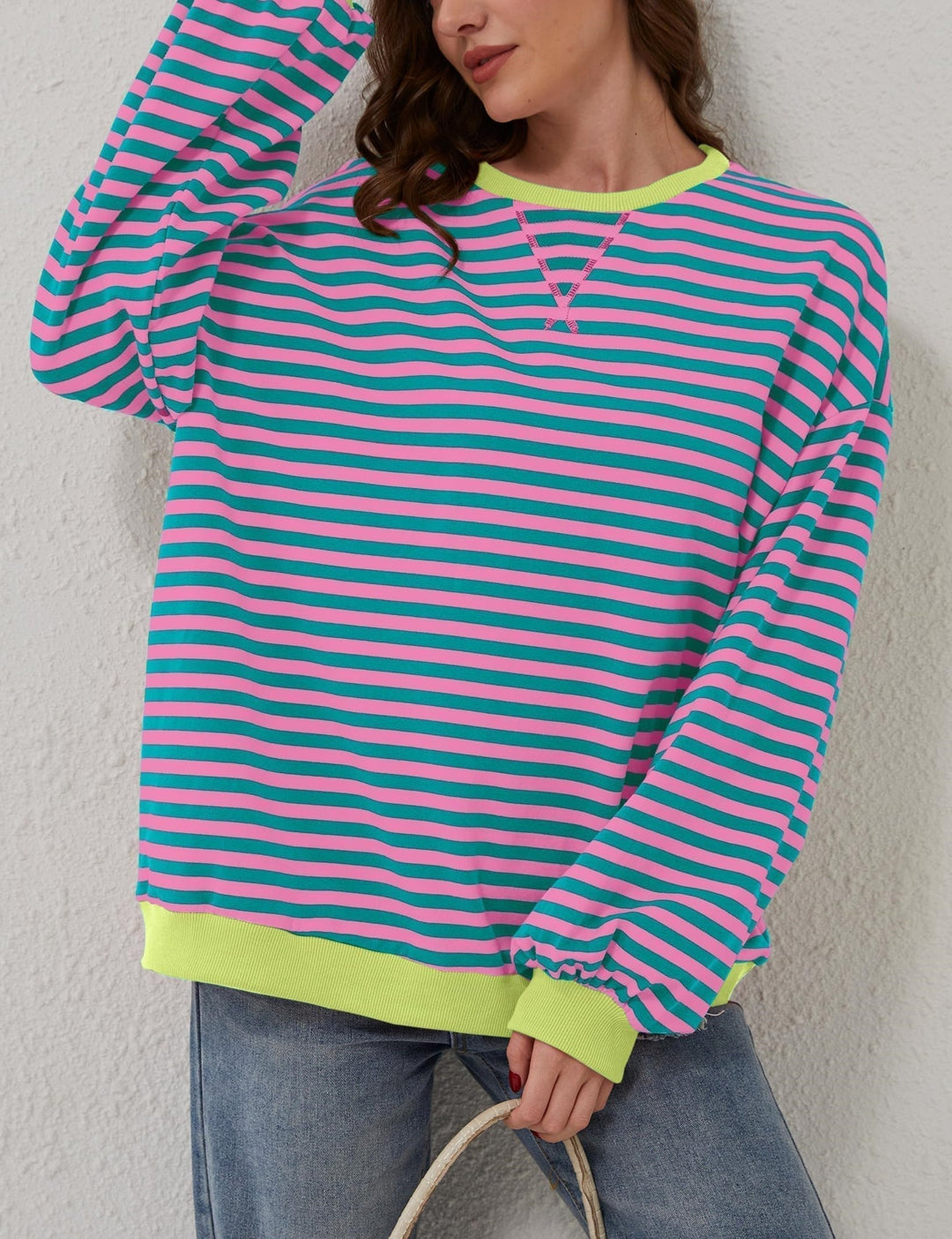 Holly | Women's Oversized Striped Crewneck Sweatshirt