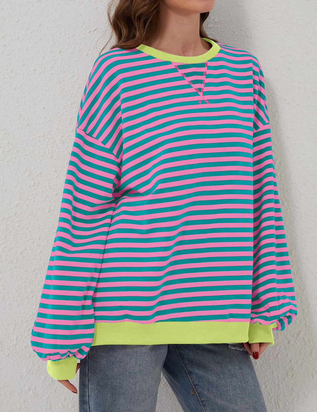 Holly | Women's Oversized Striped Crewneck Sweatshirt