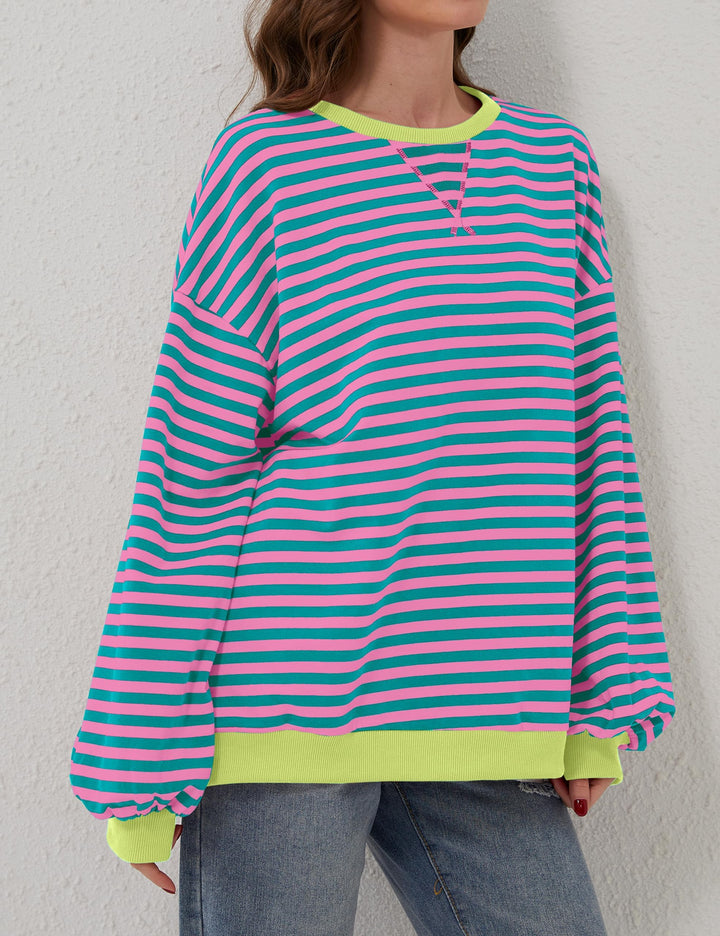 Holly | Women's Oversized Striped Crewneck Sweatshirt