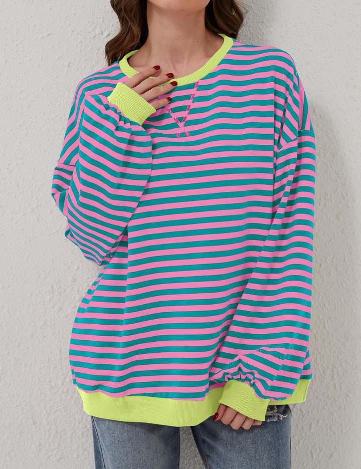 Holly | Women's Oversized Striped Crewneck Sweatshirt