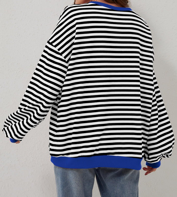 Holly | Women's Oversized Striped Crewneck Sweatshirt