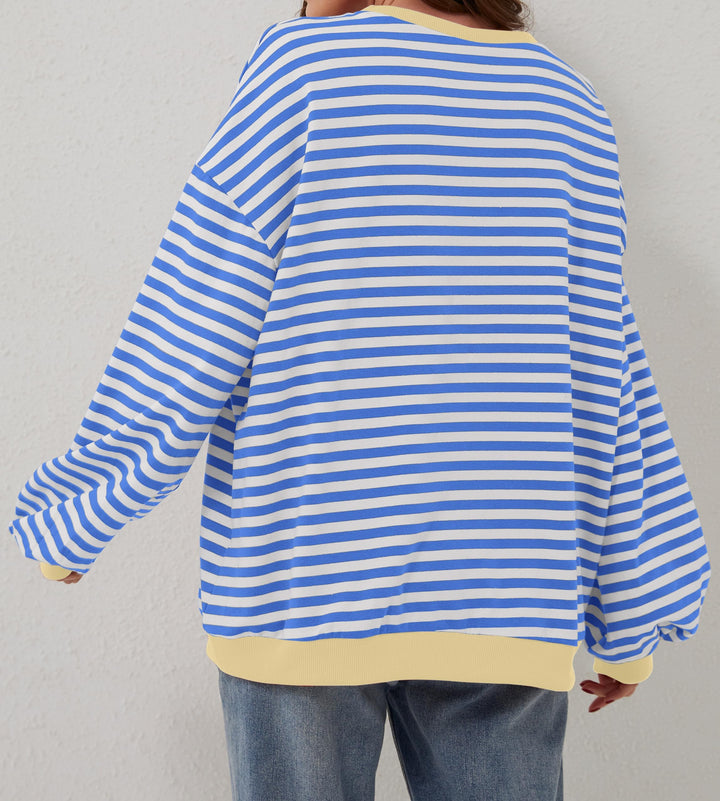 Holly | Women's Oversized Striped Crewneck Sweatshirt