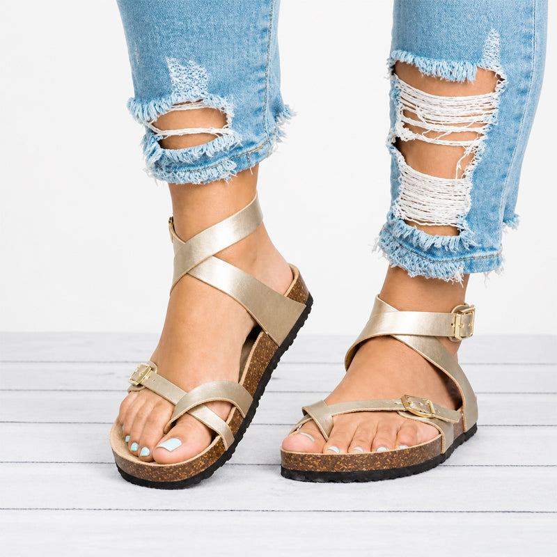 Paige | Women's Toe-Loop Strappy Cork Sandals