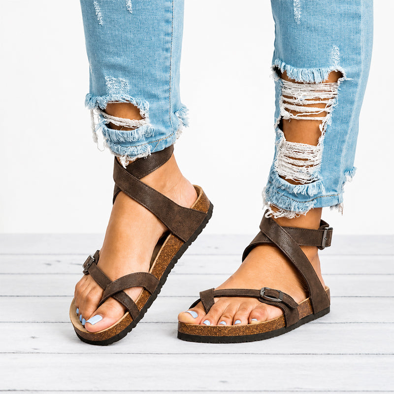 Paige | Women's Toe-Loop Strappy Cork Sandals