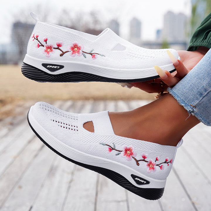 Paisley | Women's Floral Embroidered Knit Walking Sneakers