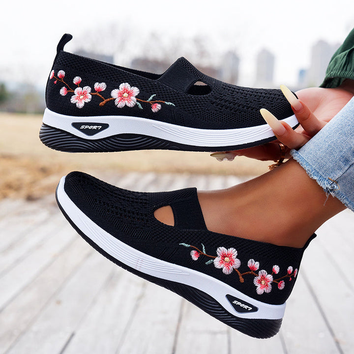 Paisley | Women's Floral Embroidered Knit Walking Sneakers