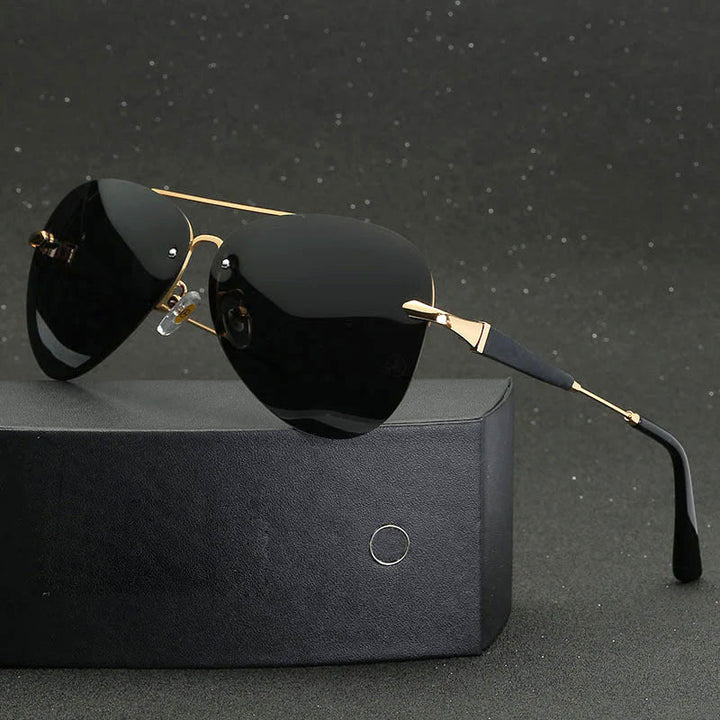 Men's Gradient Lens Rimless Pilot Sunglasses
