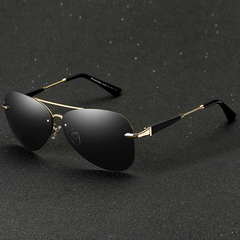 Men's Gradient Lens Rimless Pilot Sunglasses