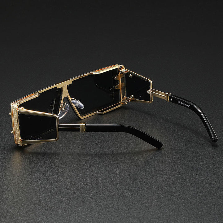 Men's Layered Geometric Metal Punk Sunglasses for Stylish Look