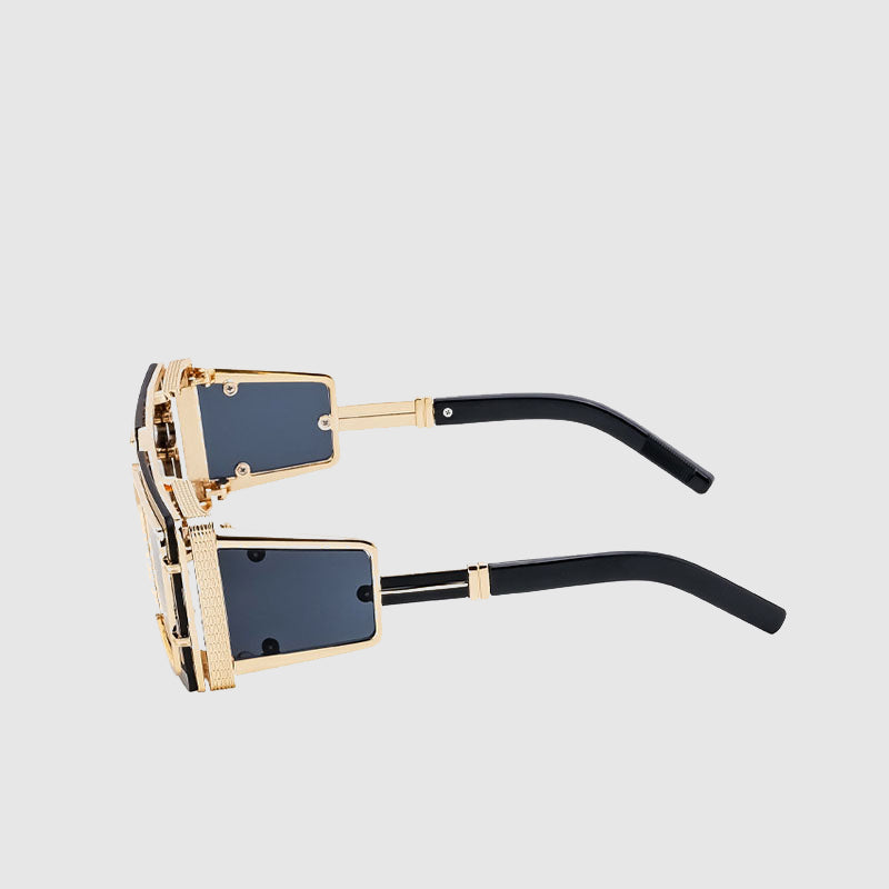 Men's Layered Geometric Metal Punk Sunglasses for Stylish Look