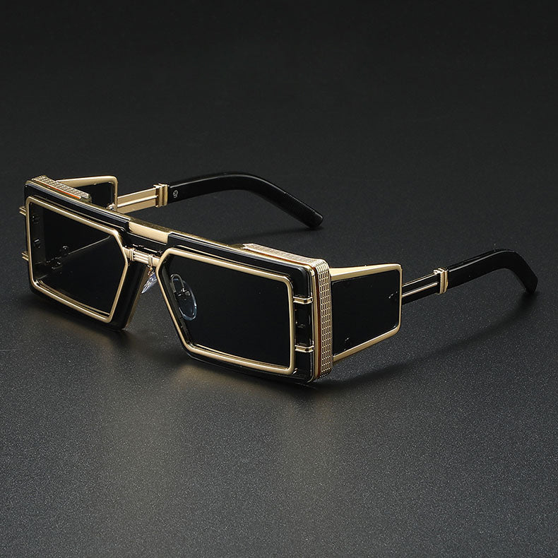 Men's Layered Geometric Metal Punk Sunglasses for Stylish Look