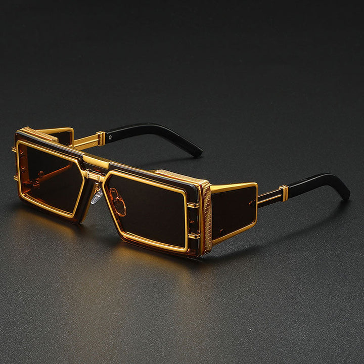 Men's Layered Geometric Metal Punk Sunglasses for Stylish Look