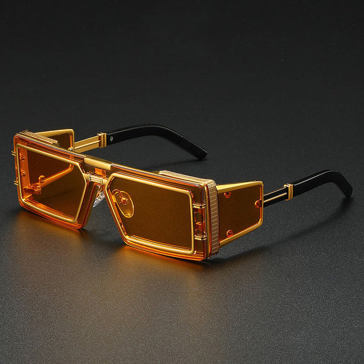 Men's Layered Geometric Metal Punk Sunglasses for Stylish Look