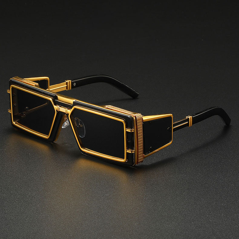 Men's Layered Geometric Metal Punk Sunglasses for Stylish Look