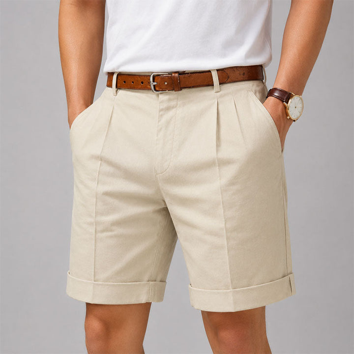 Preston | Men's Tailored Pleated Cuffed Shorts