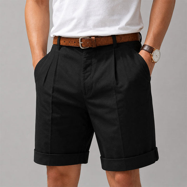 Preston | Men's Tailored Pleated Cuffed Shorts