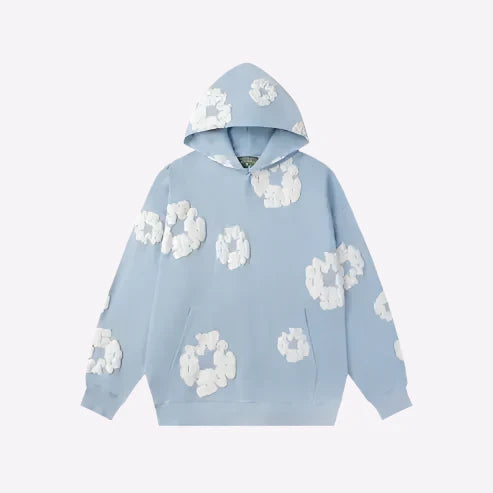 Unisex Printed Denim-Style Hoodie – Casual Streetwear Sweatshirt